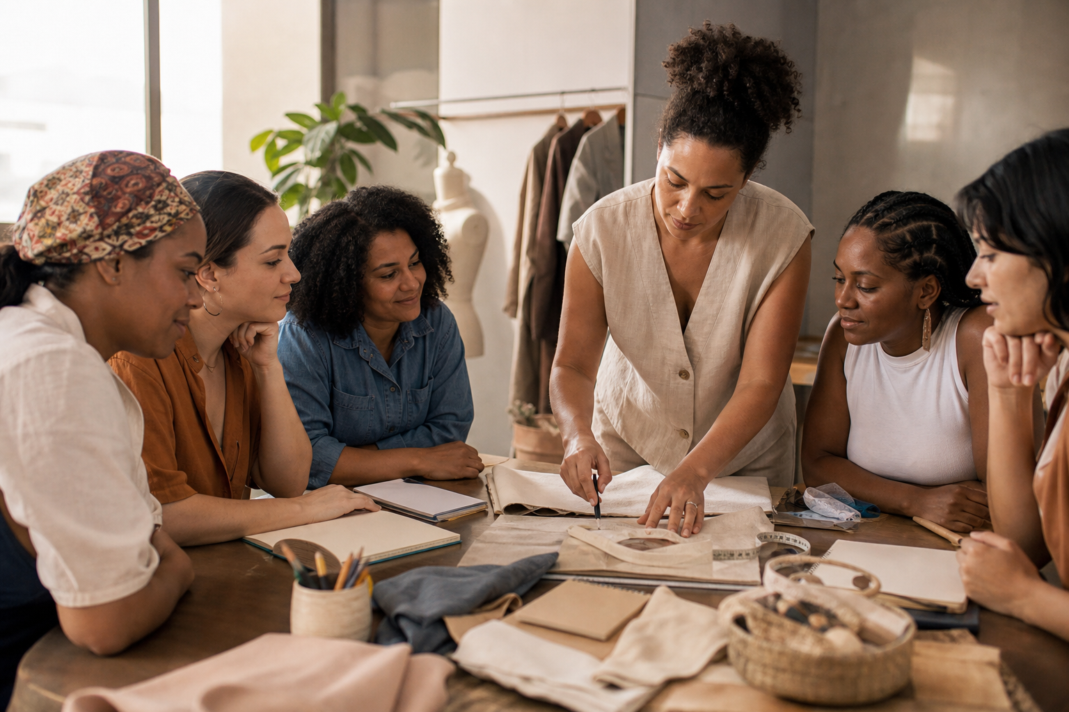 Mulheres participam de aula prática em curso gratuito de qualificação profissional